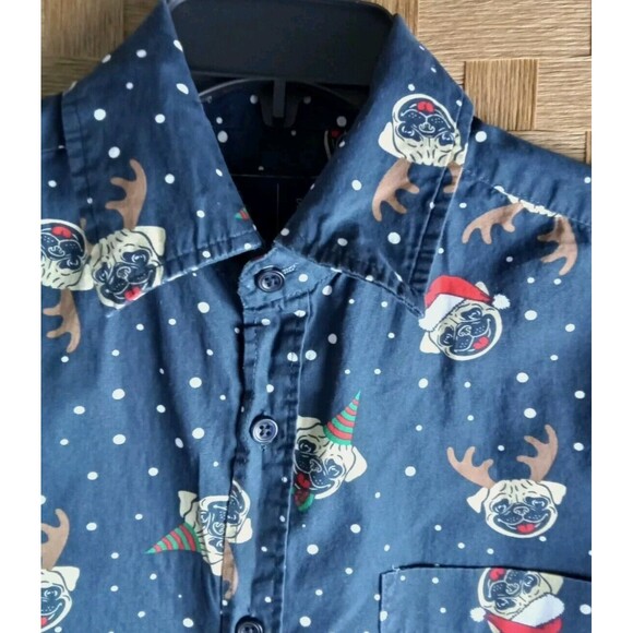 2 Rugby University Men's Shirt's Button Size S/M Santa Dogs/Skull Flag Prints. - Picture 8 of 15